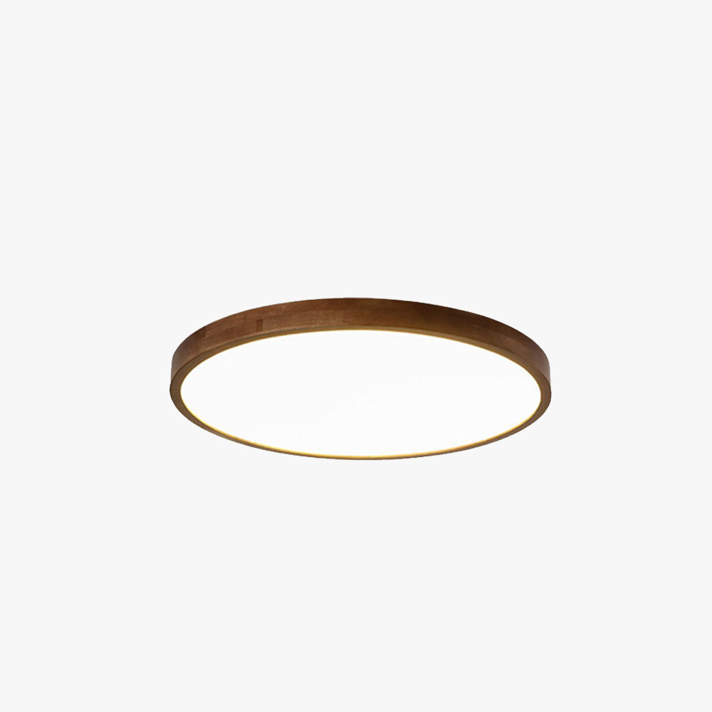 LED Flush Mount Geometric Modern Walnut Ceiling Light